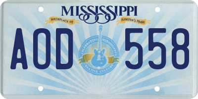MS license plate AOD558