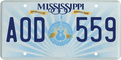 MS license plate AOD559
