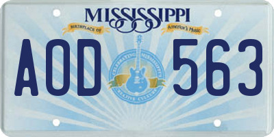 MS license plate AOD563