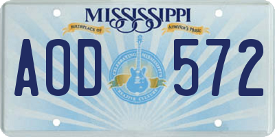 MS license plate AOD572