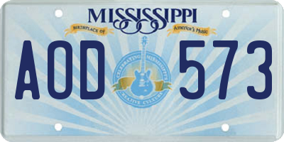 MS license plate AOD573