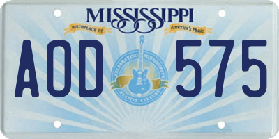 MS license plate AOD575