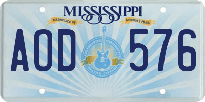 MS license plate AOD576