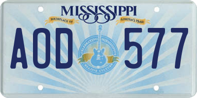 MS license plate AOD577