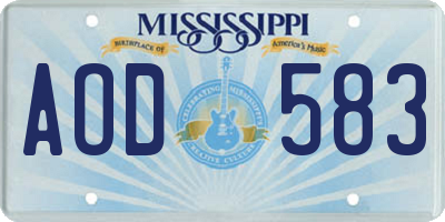 MS license plate AOD583