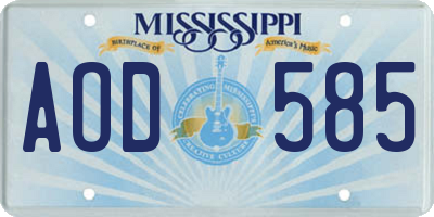 MS license plate AOD585