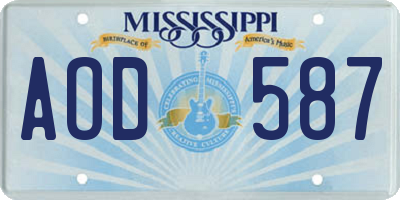 MS license plate AOD587