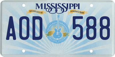 MS license plate AOD588