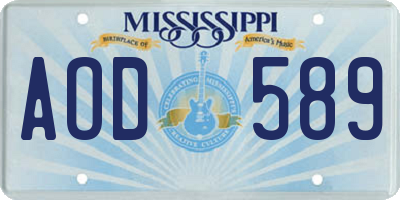 MS license plate AOD589