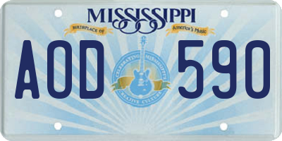 MS license plate AOD590