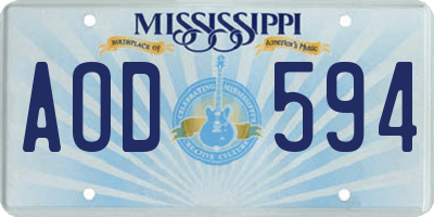 MS license plate AOD594