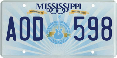 MS license plate AOD598