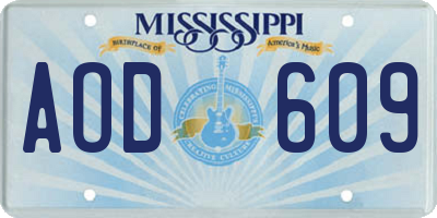 MS license plate AOD609