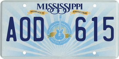 MS license plate AOD615