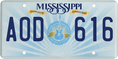 MS license plate AOD616
