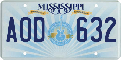 MS license plate AOD632