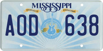 MS license plate AOD638