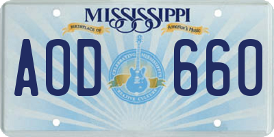 MS license plate AOD660