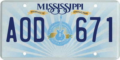 MS license plate AOD671
