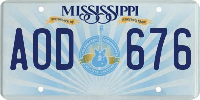 MS license plate AOD676