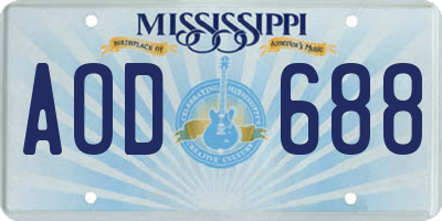 MS license plate AOD688