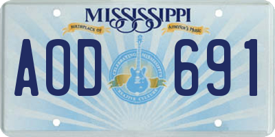 MS license plate AOD691