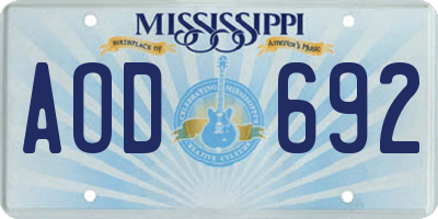 MS license plate AOD692