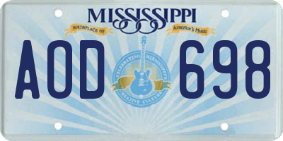 MS license plate AOD698