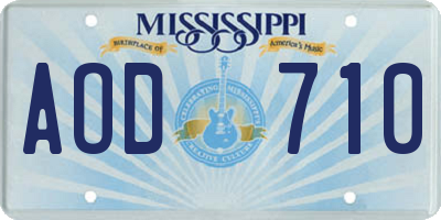 MS license plate AOD710
