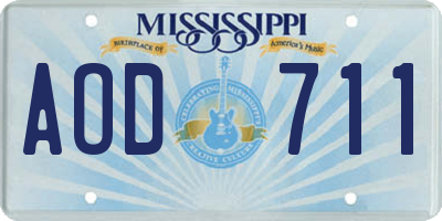 MS license plate AOD711
