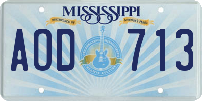MS license plate AOD713