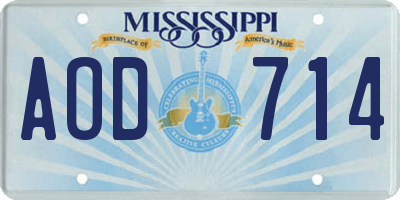 MS license plate AOD714