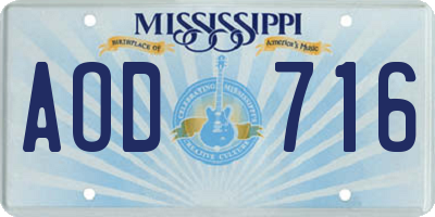 MS license plate AOD716