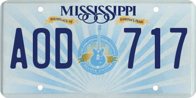 MS license plate AOD717