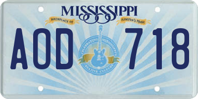 MS license plate AOD718