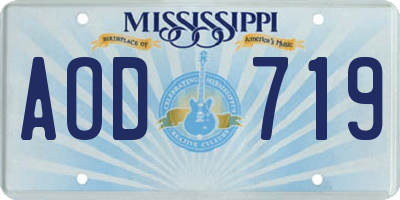 MS license plate AOD719