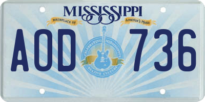 MS license plate AOD736