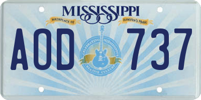 MS license plate AOD737