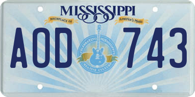 MS license plate AOD743