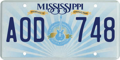 MS license plate AOD748