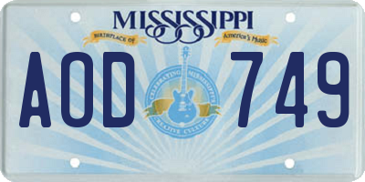 MS license plate AOD749