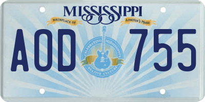 MS license plate AOD755