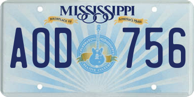 MS license plate AOD756