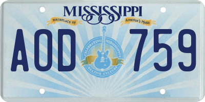 MS license plate AOD759
