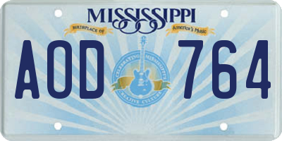 MS license plate AOD764