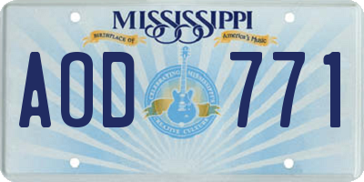 MS license plate AOD771