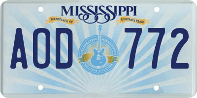 MS license plate AOD772