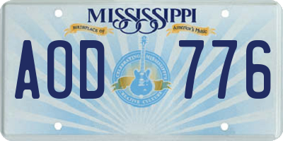 MS license plate AOD776