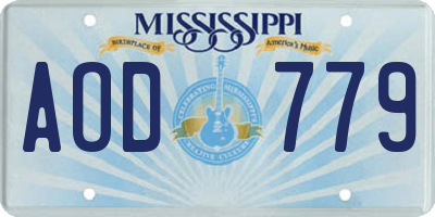 MS license plate AOD779