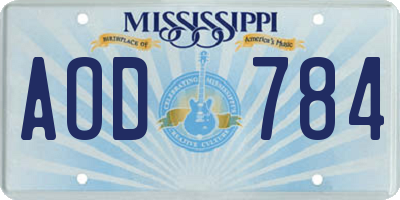 MS license plate AOD784